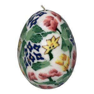 Figural Easter Egg Shaped Candle Milliefiori Style Floral Flower Spring